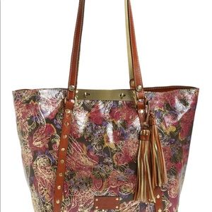 Metallic Tooled Leather Benvenuto Tote